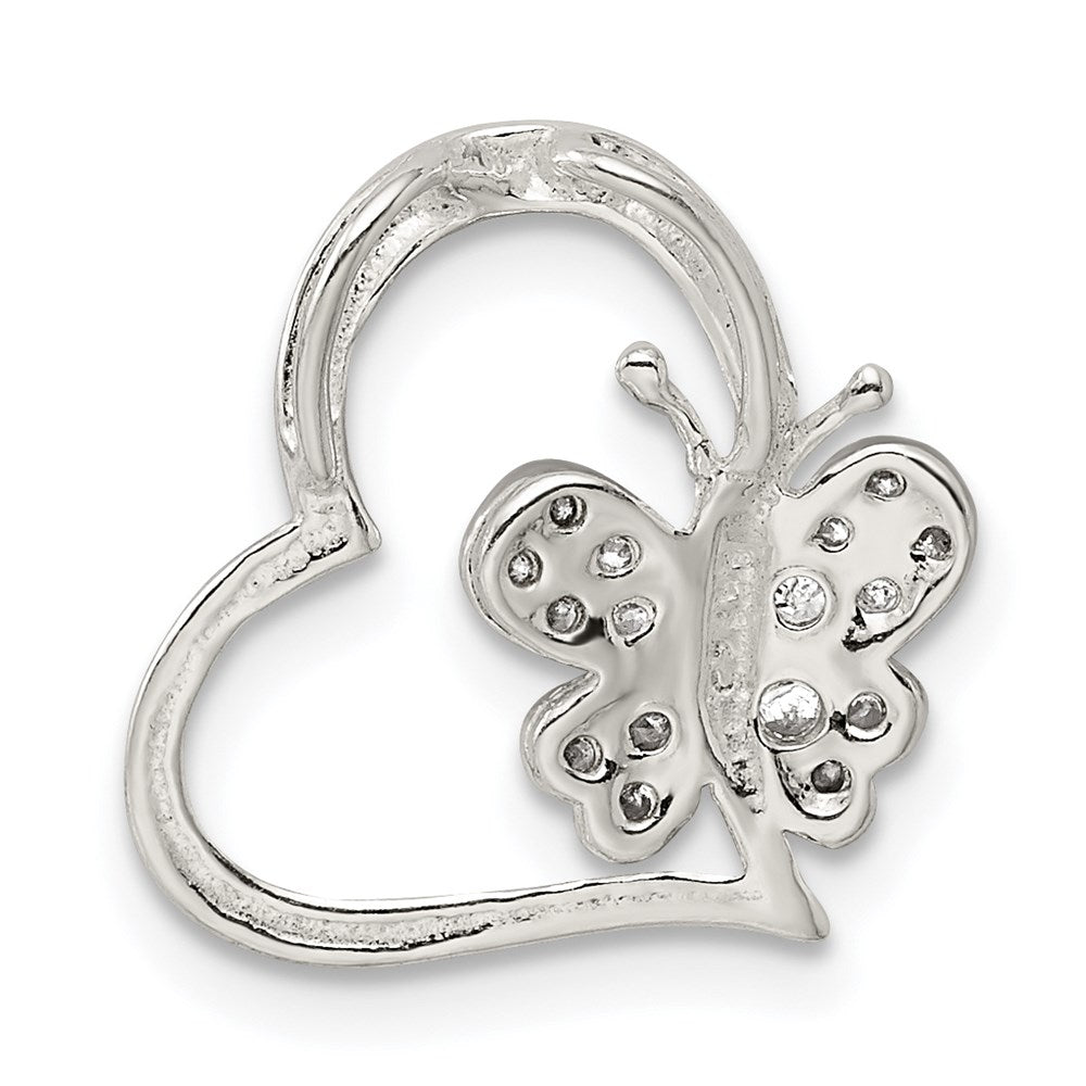Sterlingsilber Zirkonia Herz mit Schmetterling Kette Anhänger