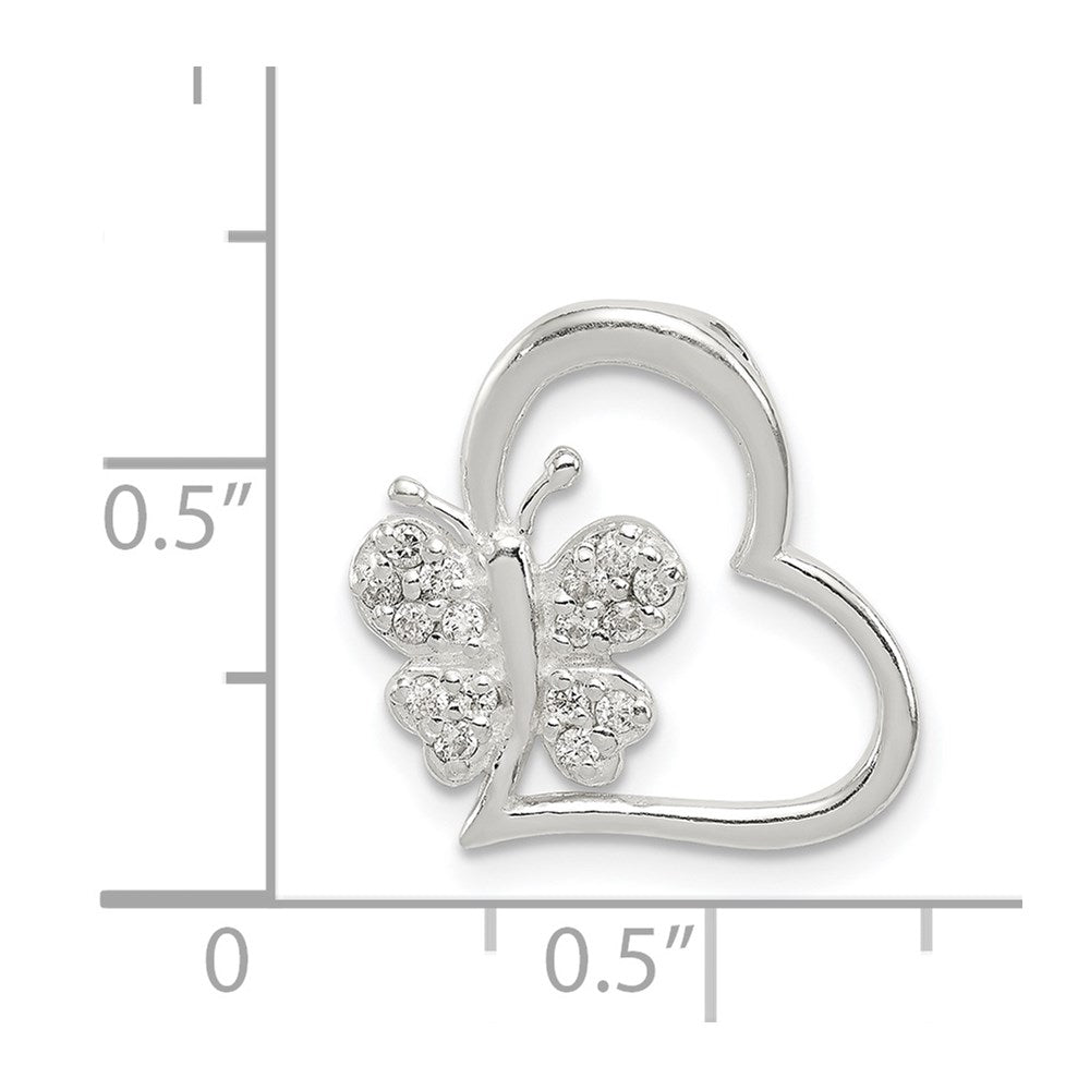Sterlingsilber Zirkonia Herz mit Schmetterling Kette Anhänger