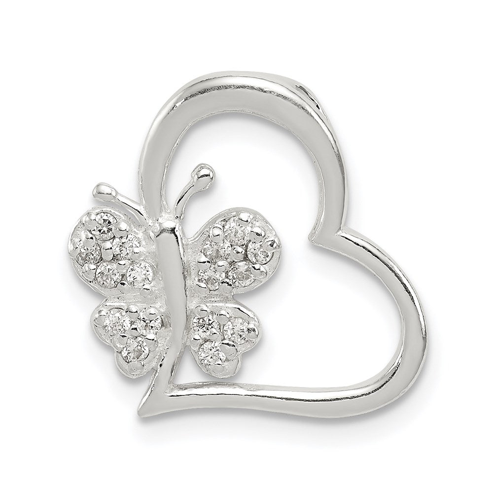 Sterlingsilber Zirkonia Herz mit Schmetterling Kette Anhänger