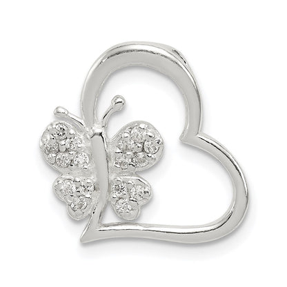 Sterlingsilber Zirkonia Herz mit Schmetterling Kette Anhänger