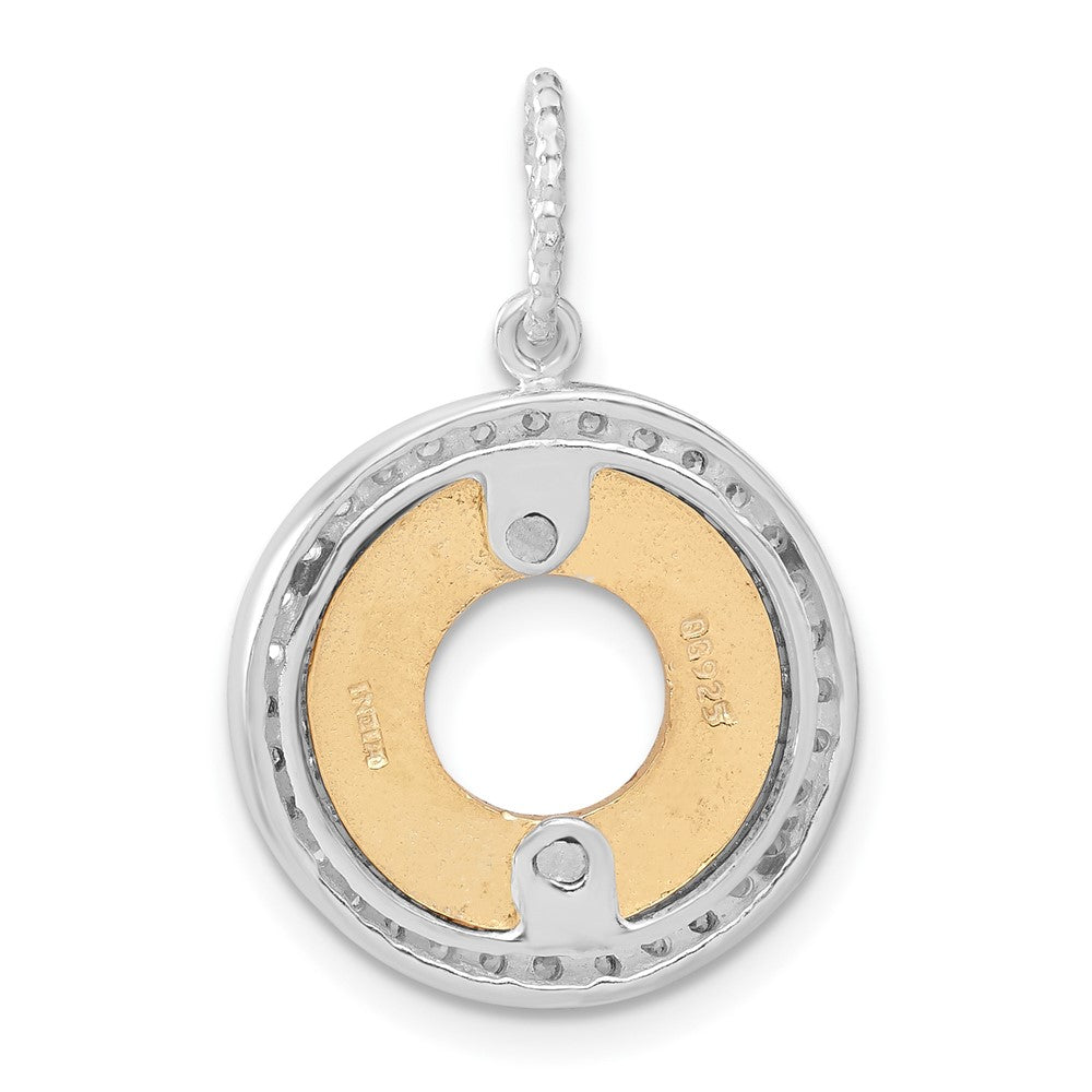 Sterlingsilber & Glanz Vergoldet Zirkonia Diamantiert Rund Anhänger