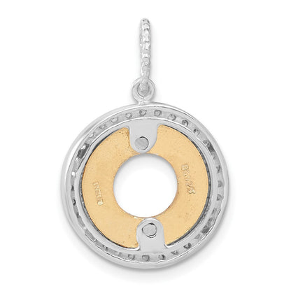 Sterlingsilber & Glanz Vergoldet Zirkonia Diamantiert Rund Anhänger