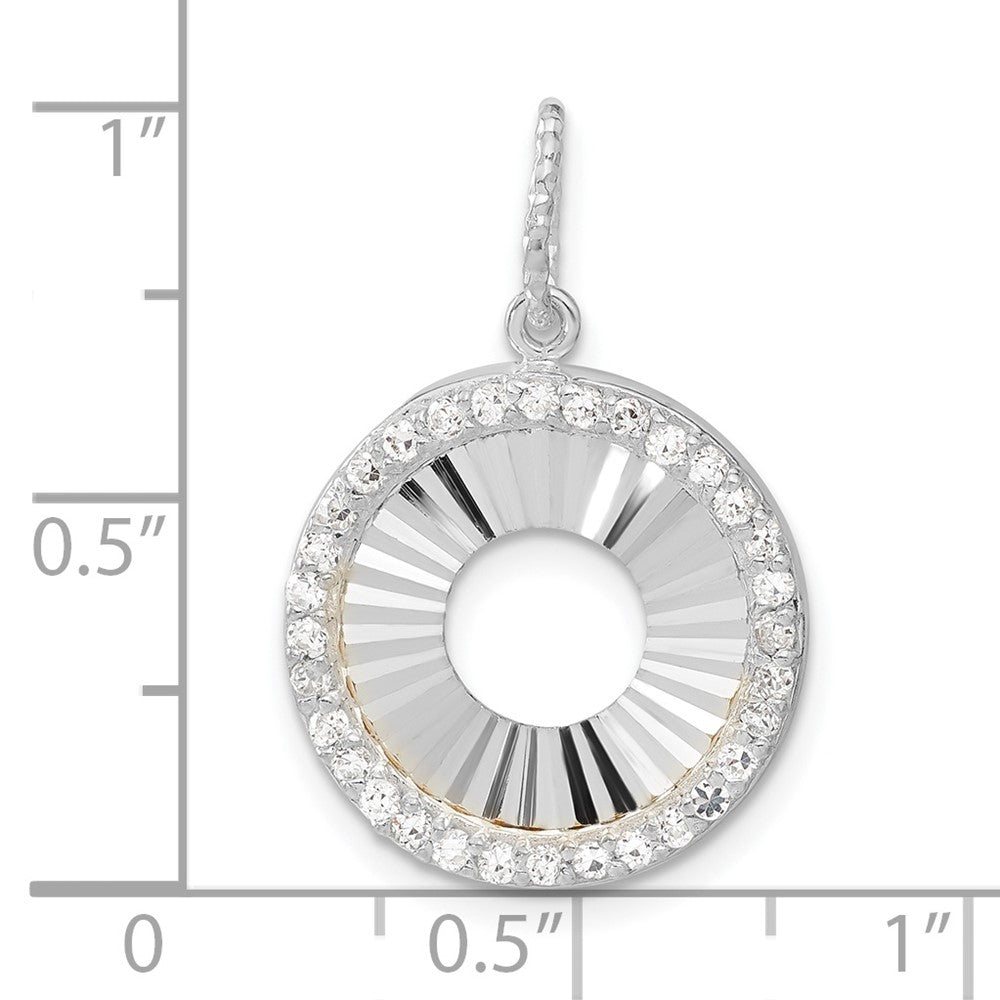Sterlingsilber & Glanz Vergoldet Zirkonia Diamantiert Rund Anhänger