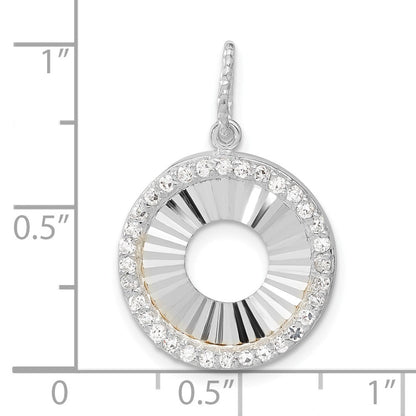 Sterlingsilber & Glanz Vergoldet Zirkonia Diamantiert Rund Anhänger