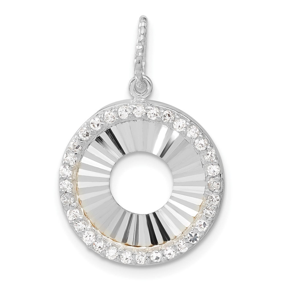 Sterlingsilber & Glanz Vergoldet Zirkonia Diamantiert Rund Anhänger