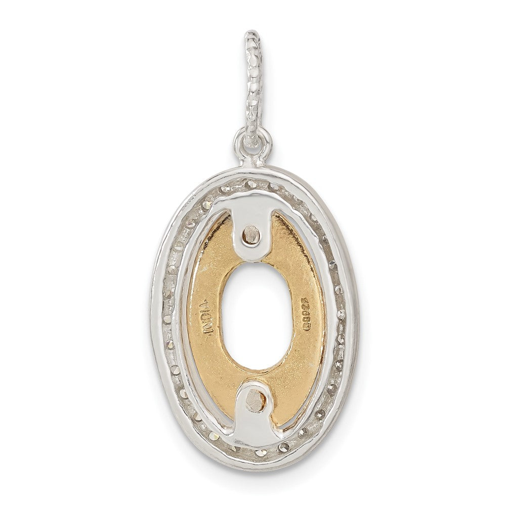 Sterlingsilber & Glanz Vergoldet Zirkonia Diamantiert Oval Anhänger