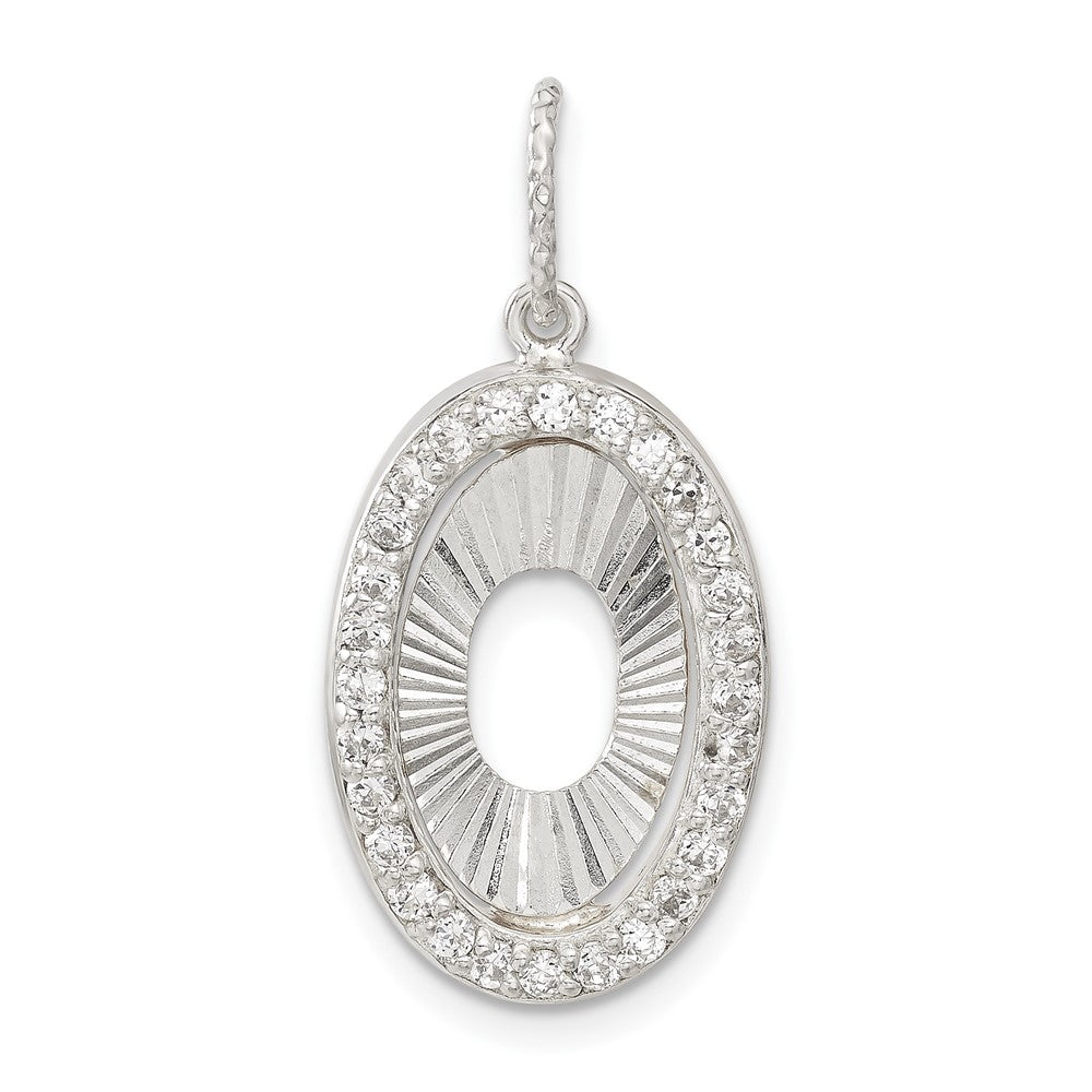 Sterlingsilber & Glanz Vergoldet Zirkonia Diamantiert Oval Anhänger