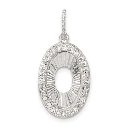 Sterlingsilber & Glanz Vergoldet Zirkonia Diamantiert Oval Anhänger