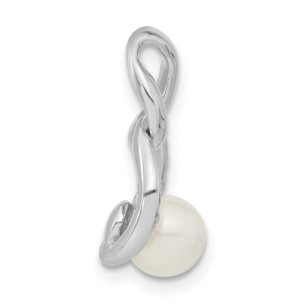 Sterlingsilber Rhodiniert Weiß Synthetisch Perle & Zirkonia Anhänger