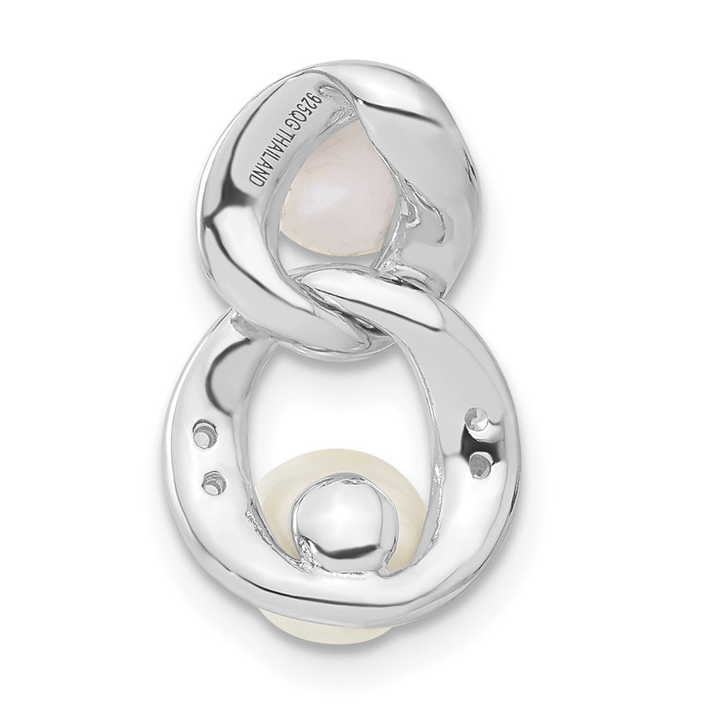 Sterlingsilber Rhodiniert Weiß Synthetisch Perle & Zirkonia Anhänger