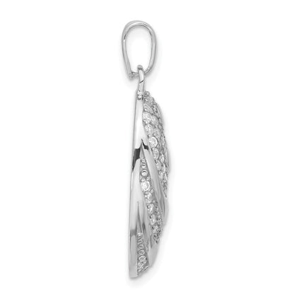 Sterlingsilber Rhodiniert Zirkonia Oval Wirbel Design Anhänger