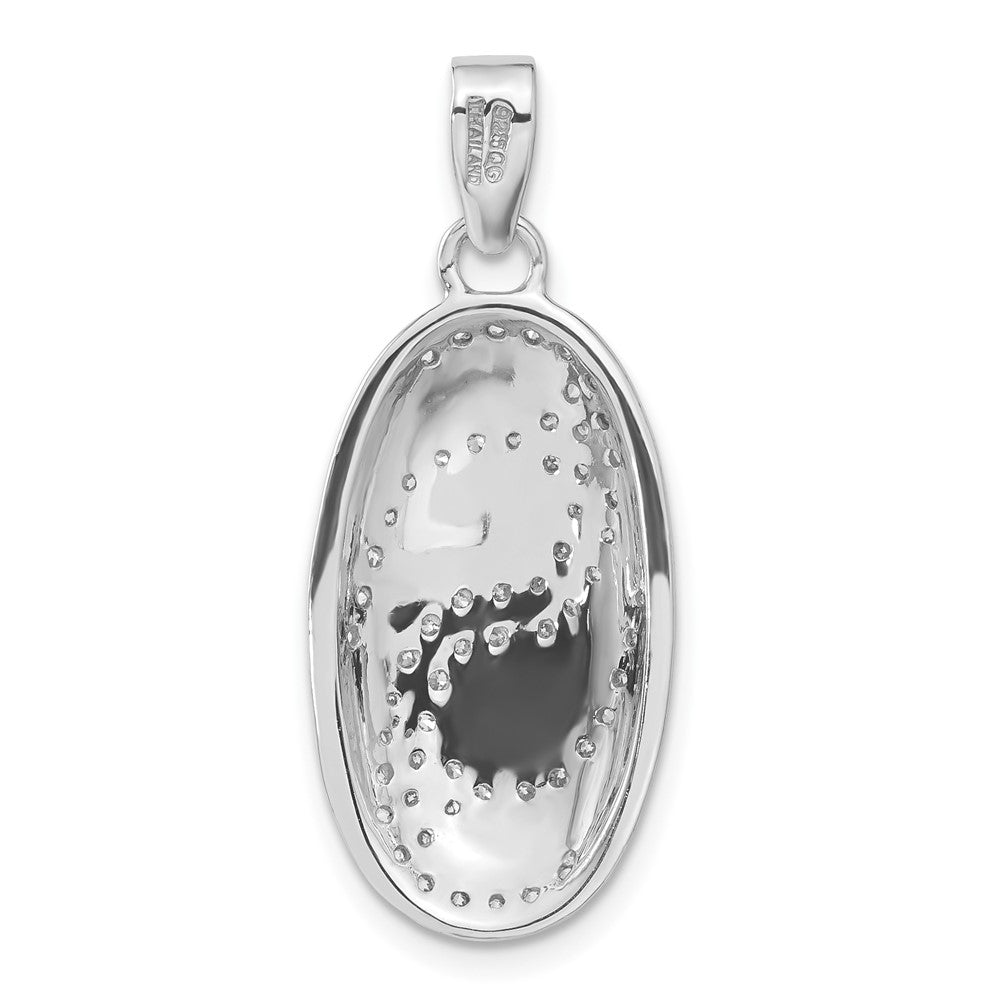 Sterlingsilber Rhodiniert Zirkonia Oval Wirbel Design Anhänger