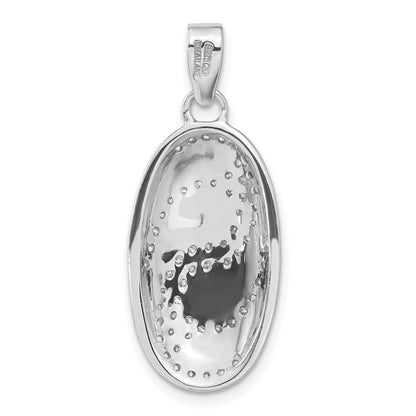 Sterlingsilber Rhodiniert Zirkonia Oval Wirbel Design Anhänger