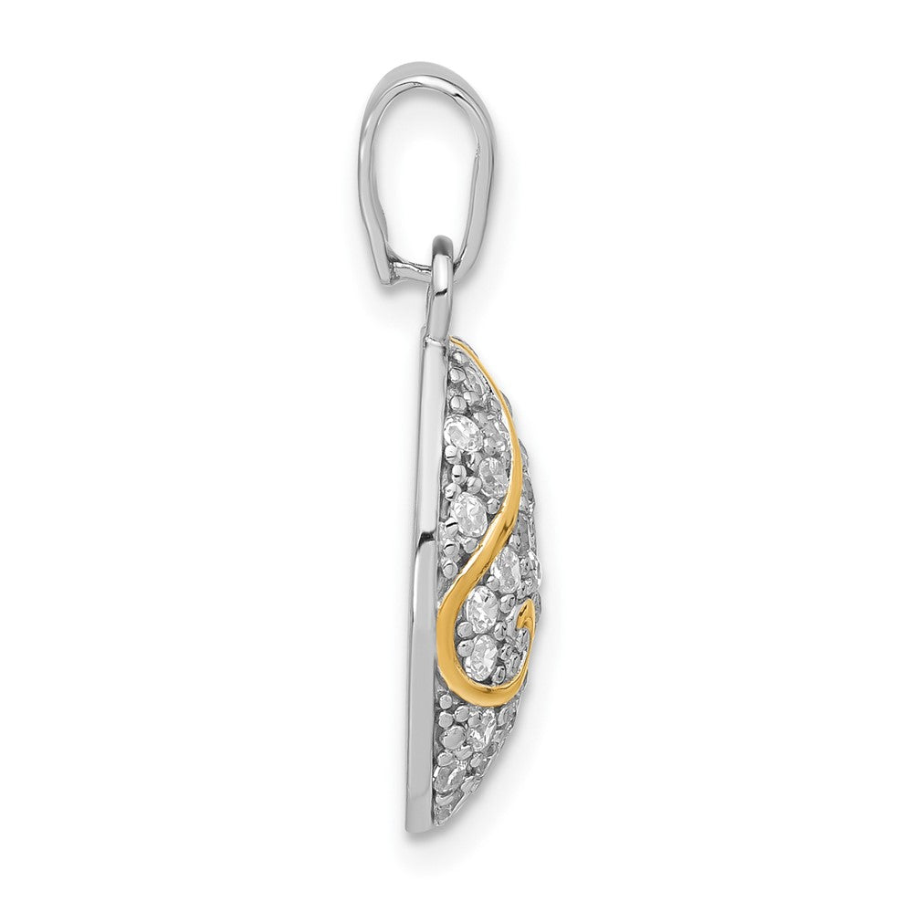 Sterlingsilber & Goldfarben Oval Wirbel Zirkonia Anhänger