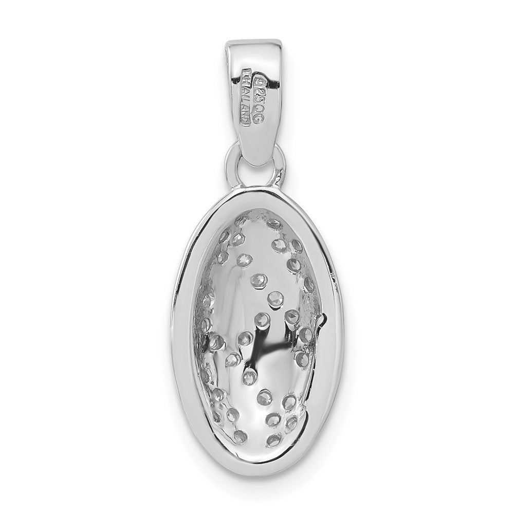 Sterlingsilber & Goldfarben Oval Wirbel Zirkonia Anhänger