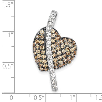 Sterlingsilber mit Schwarz Rhodium Champagne & Klar Zirkonia Herz Anhänger