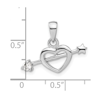 Sterlingsilber Rhodiniert Zirkonia Herz mit Stern Pfeil Anhänger