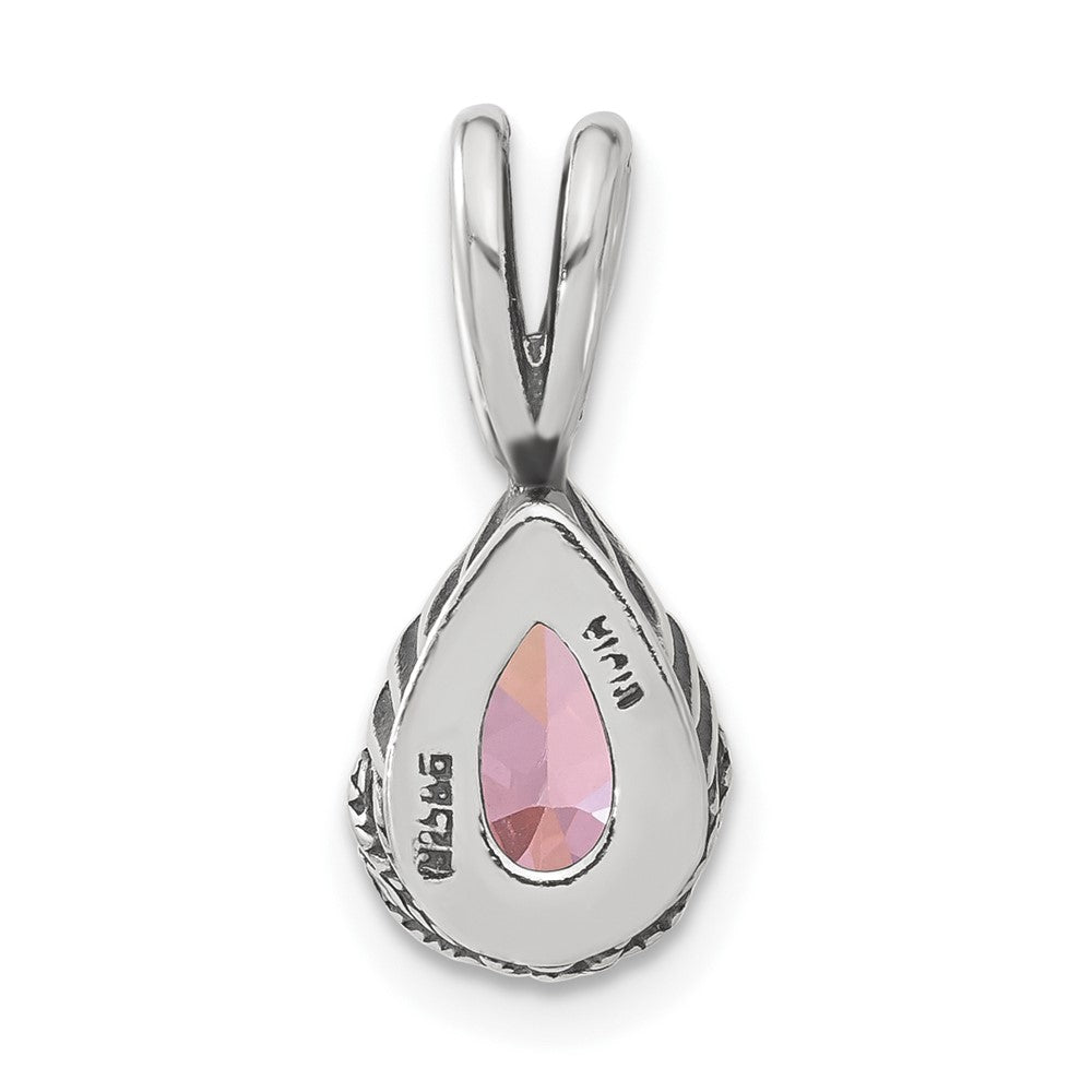 Sterlingsilber Antikisiert Rosa Tropfen Zirkonia Anhänger
