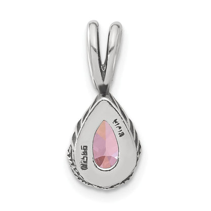 Sterlingsilber Antikisiert Rosa Tropfen Zirkonia Anhänger