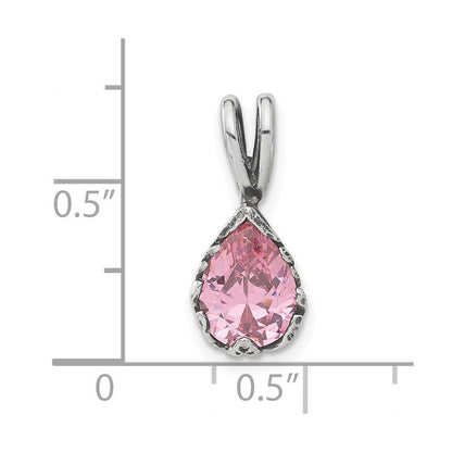 Sterlingsilber Antikisiert Rosa Tropfen Zirkonia Anhänger