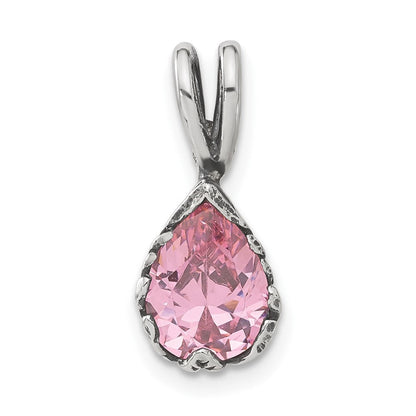 Sterlingsilber Antikisiert Rosa Tropfen Zirkonia Anhänger