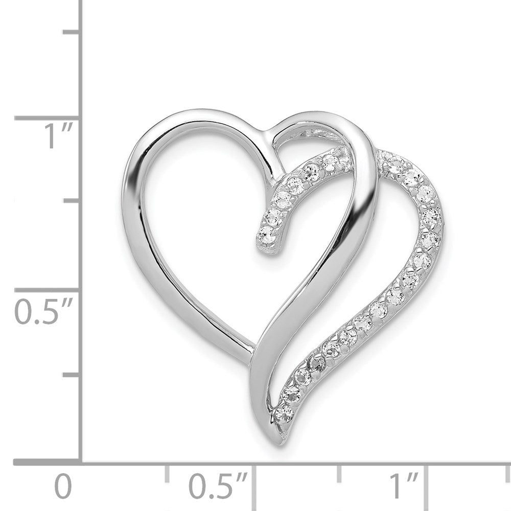 Sterlingsilber Rhodiniert Zirkonia Herz Kette Anhänger