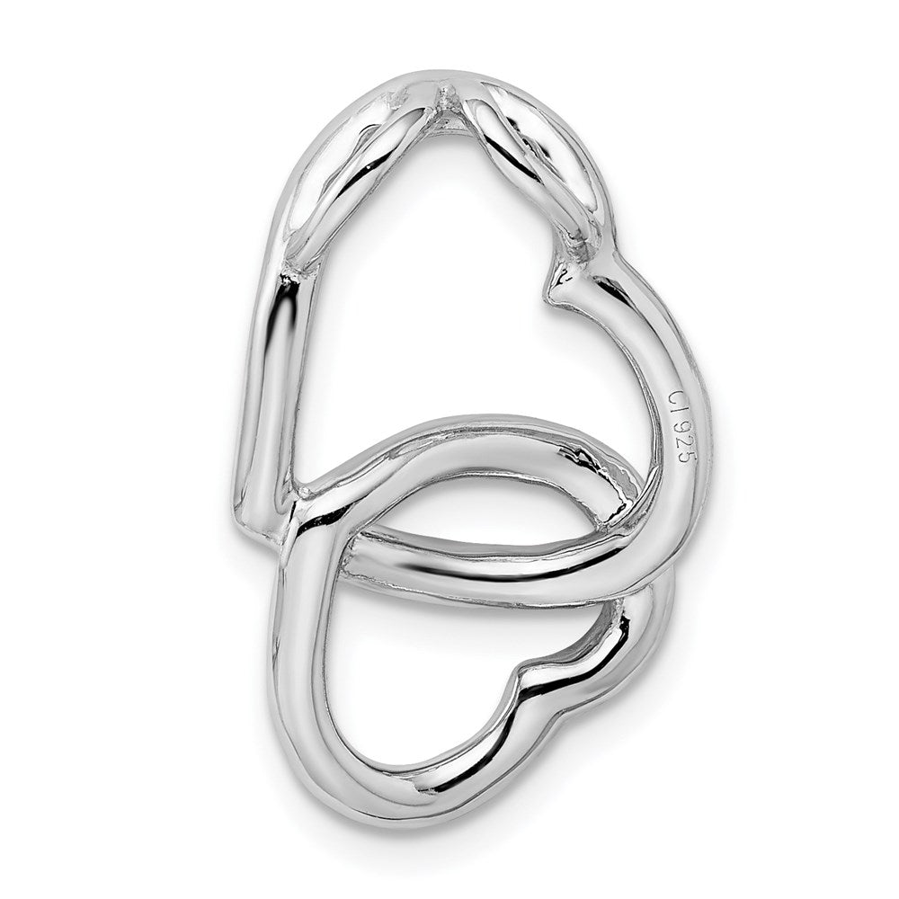 Sterlingsilber Rhodiniert Doppelt Herz Anhänger Kette