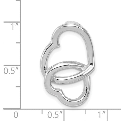 Sterlingsilber Rhodiniert Doppelt Herz Anhänger Kette