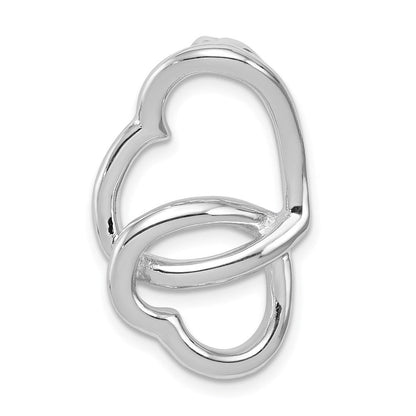 Sterlingsilber Rhodiniert Doppelt Herz Anhänger Kette