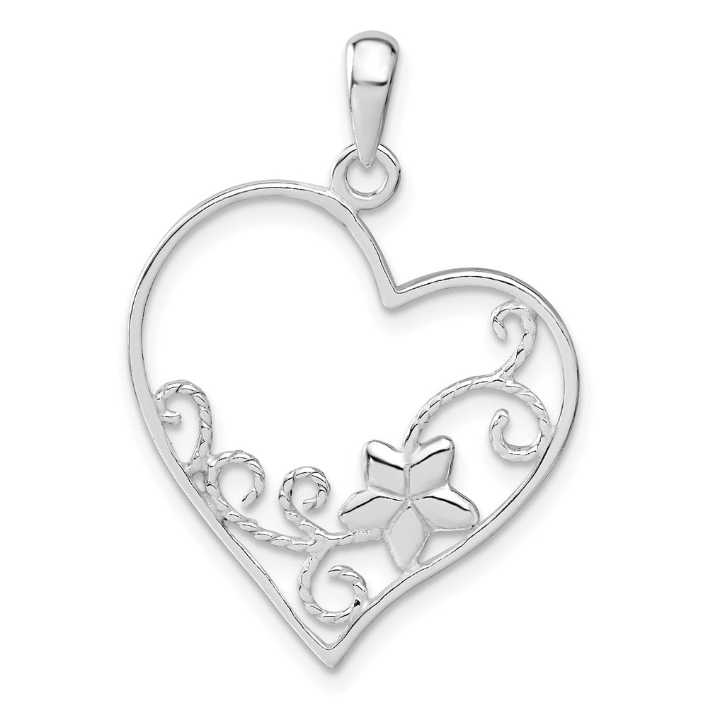 Sterlingsilber Blume Herz Anhänger
