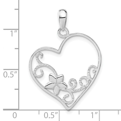 Sterlingsilber Blume Herz Anhänger
