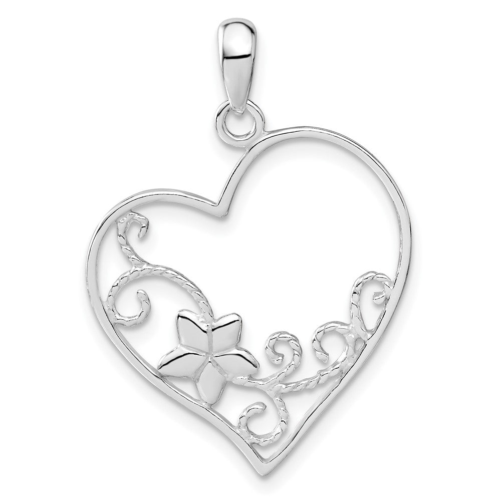 Sterlingsilber Blume Herz Anhänger