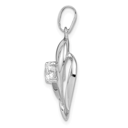 Sterlingsilber Rhodiniert Zirkonia Herz Anhänger