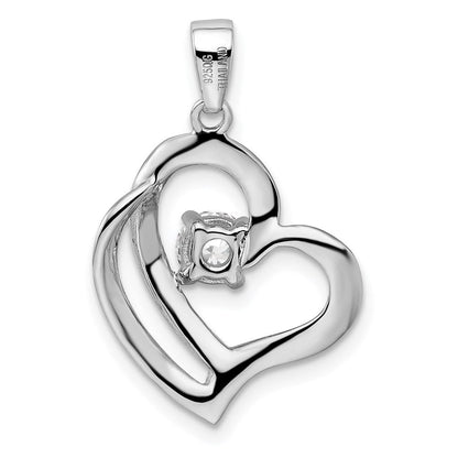 Sterlingsilber Rhodiniert Zirkonia Herz Anhänger