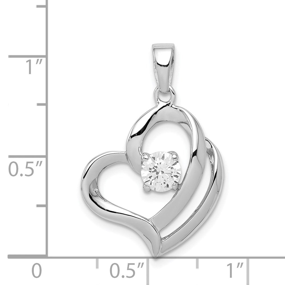 Sterlingsilber Rhodiniert Zirkonia Herz Anhänger