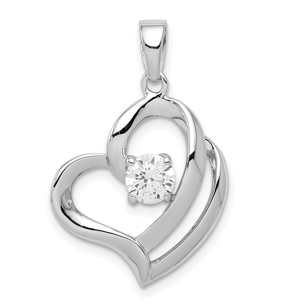Sterlingsilber Rhodiniert Zirkonia Herz Anhänger