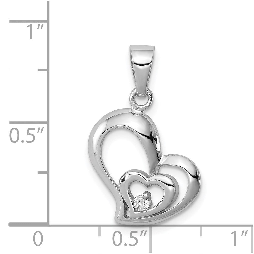 Sterlingsilber Rhodiniert Zirkonia Herz Anhänger