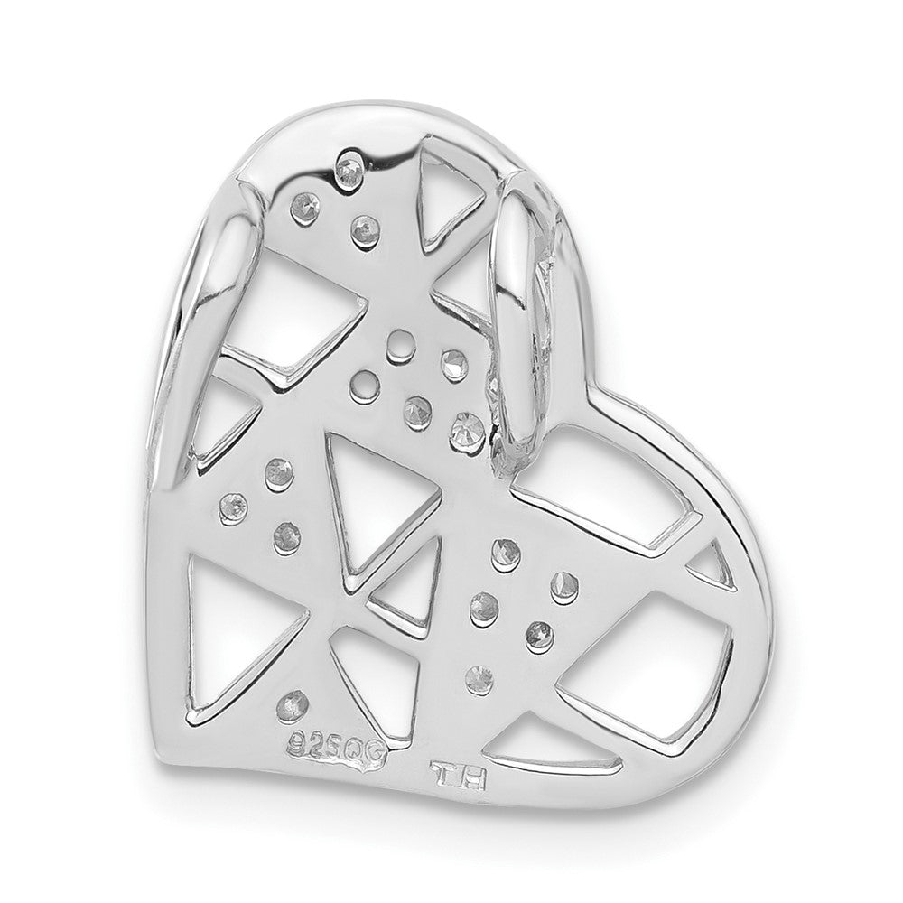Sterlingsilber Rhodiniert Zirkonia Herz Anhänger