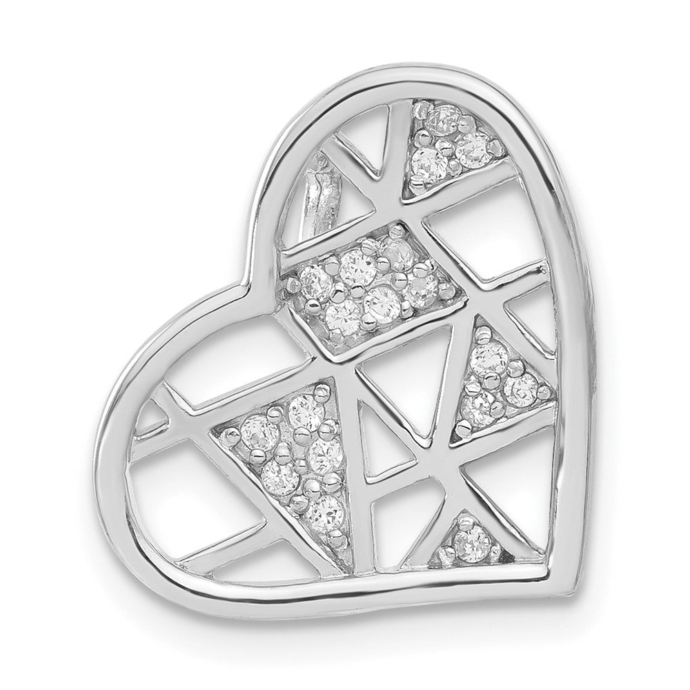 Sterlingsilber Rhodiniert Zirkonia Herz Anhänger
