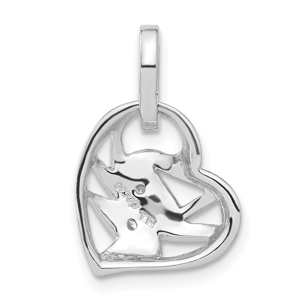 Sterlingsilber Rhodiniert Zirkonia Herz Charm