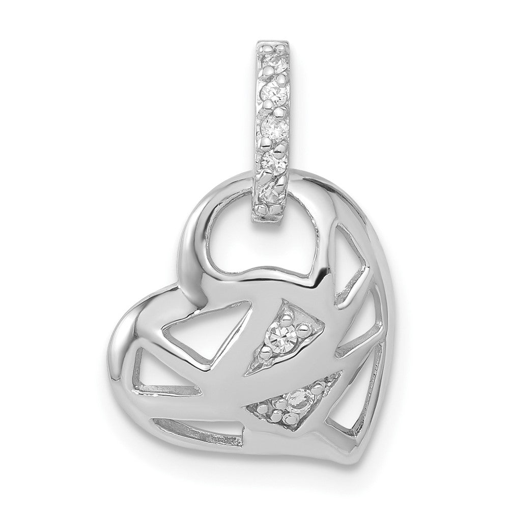 Sterlingsilber Rhodiniert Zirkonia Herz Charm