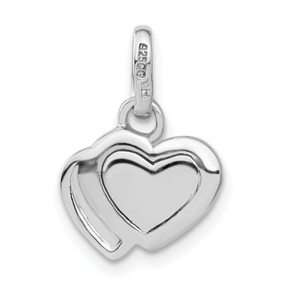 Sterlingsilber Rhodiniert Perlmutt Doppelt Herz Charm