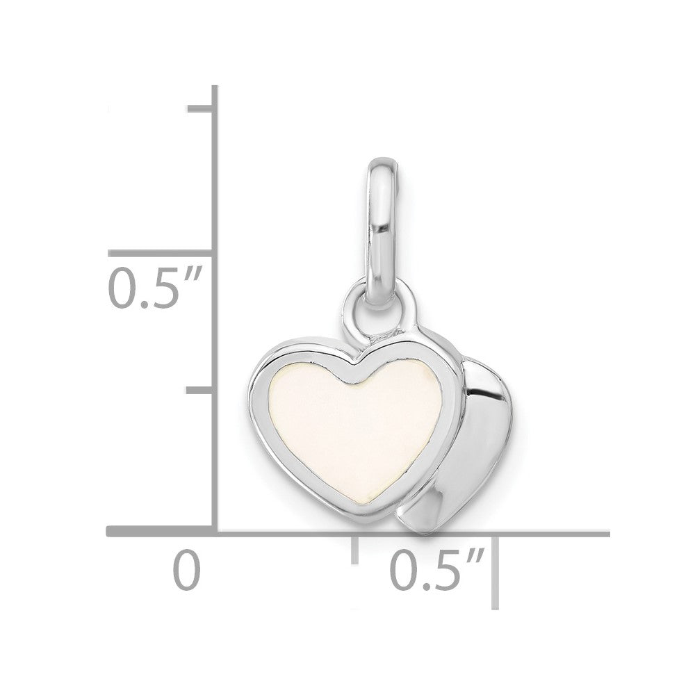 Sterlingsilber Rhodiniert Perlmutt Doppelt Herz Charm