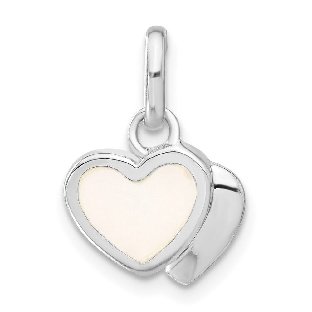 Sterlingsilber Rhodiniert Perlmutt Doppelt Herz Charm
