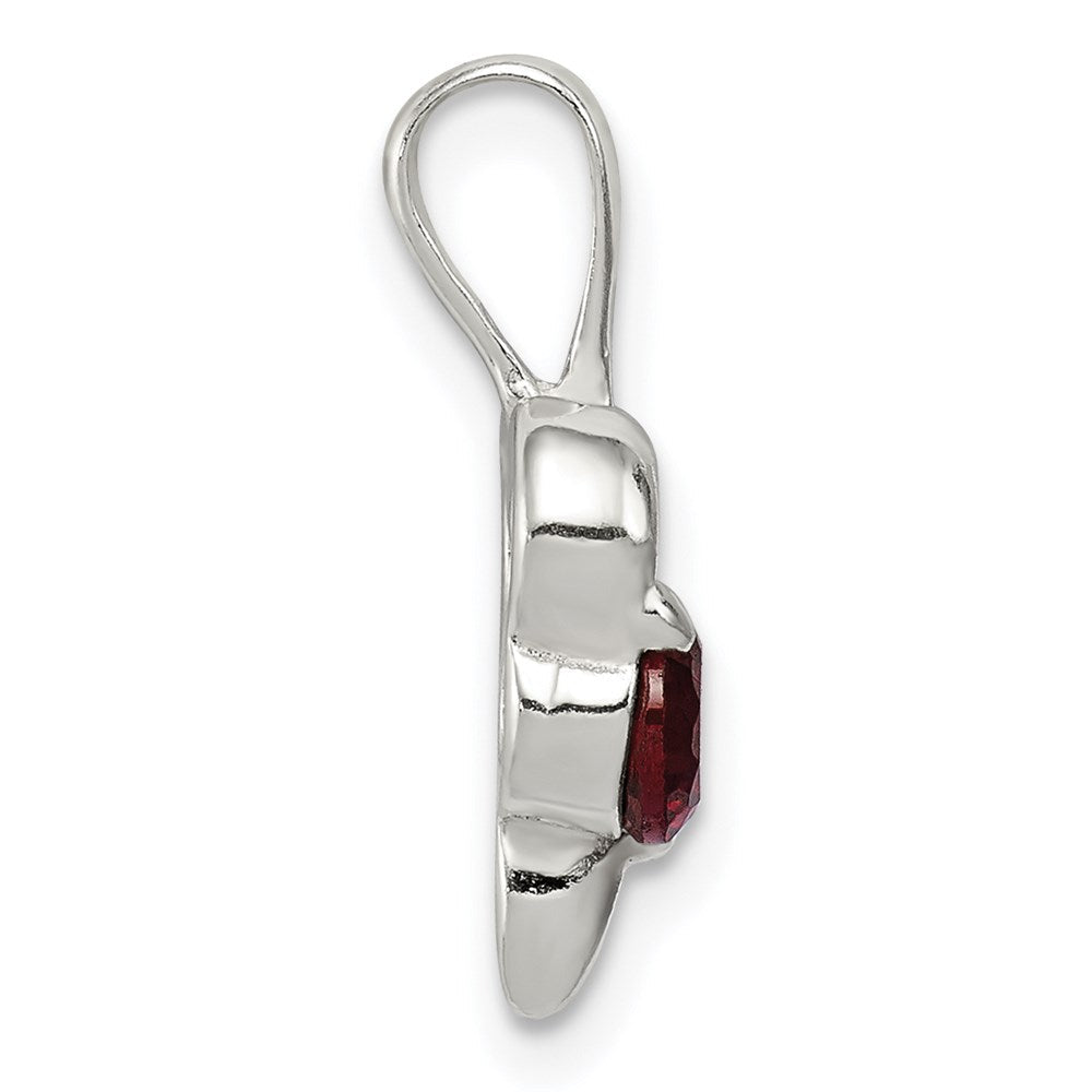 Sterlingsilber mit Rot Zirkonia Herz Anhänger