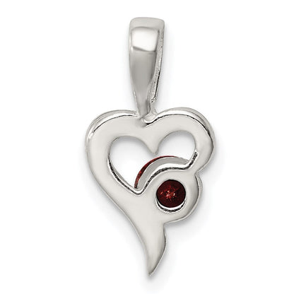 Sterlingsilber mit Rot Zirkonia Herz Anhänger