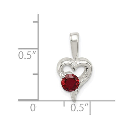 Sterlingsilber mit Rot Zirkonia Herz Anhänger
