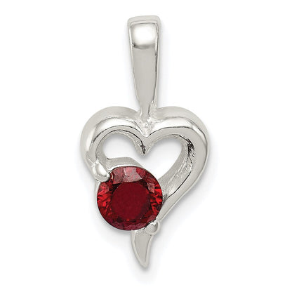 Sterlingsilber mit Rot Zirkonia Herz Anhänger