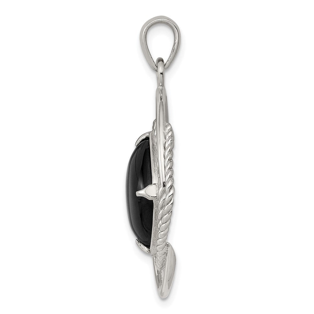 Sterlingsilber Rhodiniert Onyx Quadratisch Anhänger