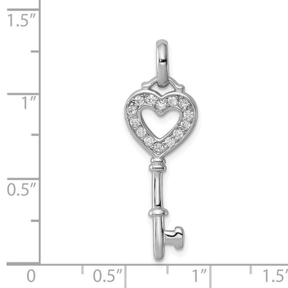 Sterlingsilber Rhodiniert Zirkonia Key Anhänger